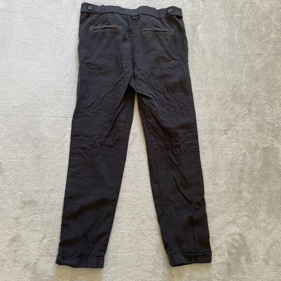 Brochu Walker Pants Small Black Tuxedo Stripe Lagenlook Capsule Tencel Linen - Picture 2 of 10